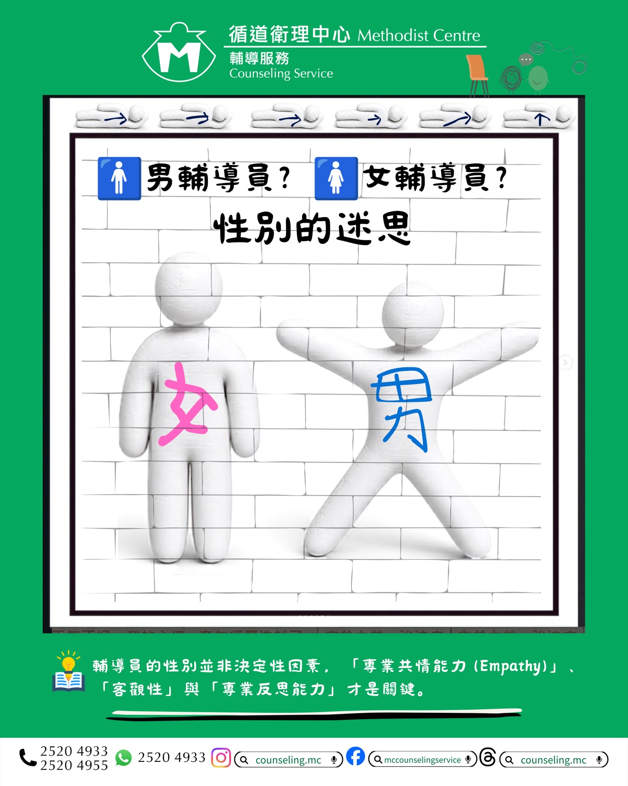 🚹🚺 心理知識：揀男輔導員？女輔導員？性別的迷思 - 段關係「夾唔夾」先係治癒嘅關鍵